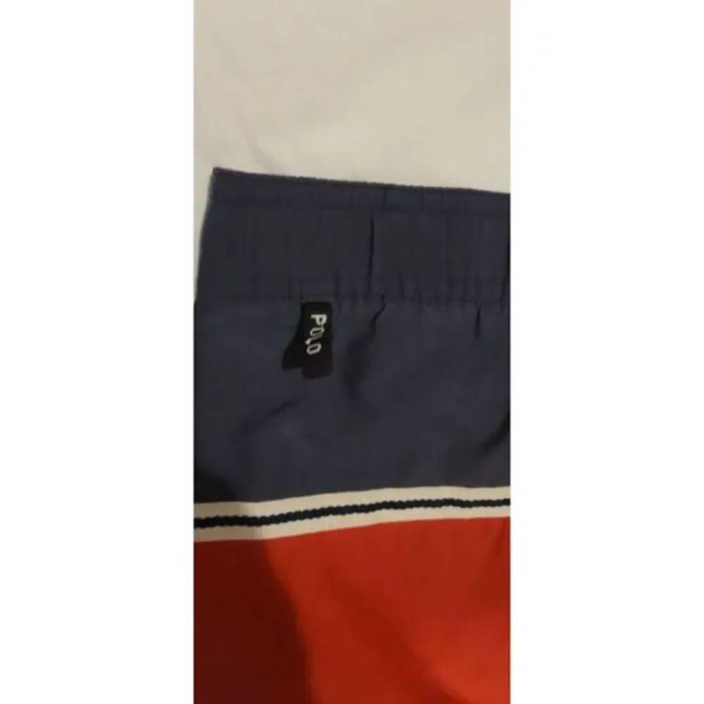Vtg Polo Sport Ralph Lauren Men's L Nylon Swimming‎ Cargo Shorts Rugby Striped